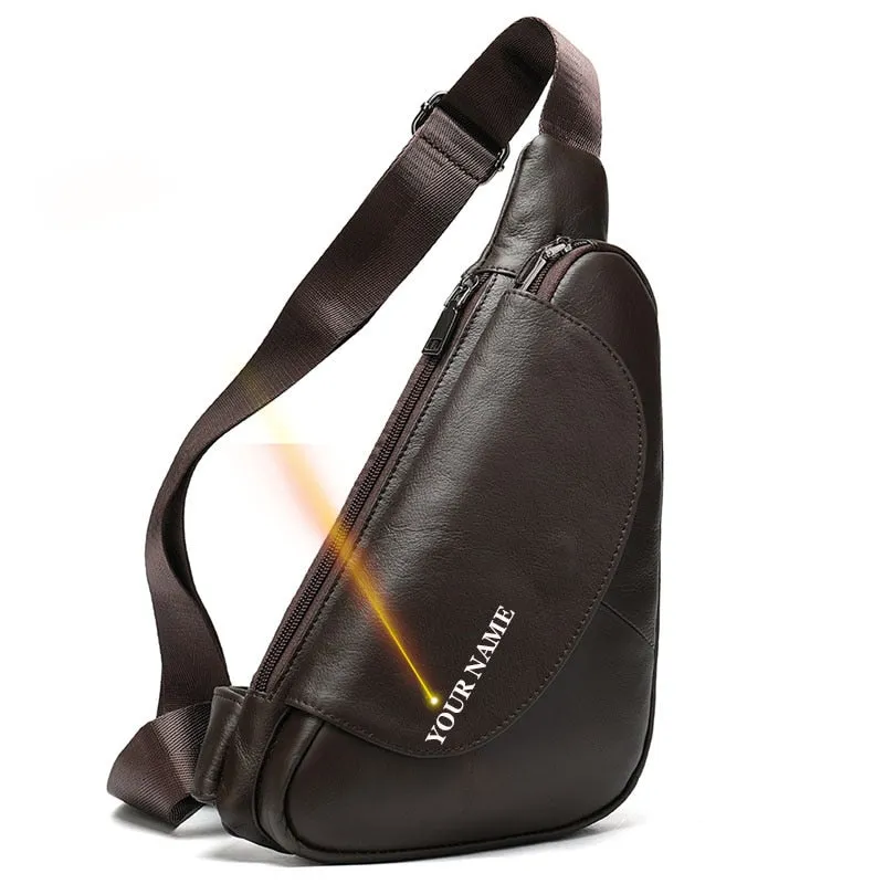 WESTAL Men Shoulder Bag Genuine Leather Chest Pack Man Sling Messenger Bags Small Crossbody Bags Side Bags