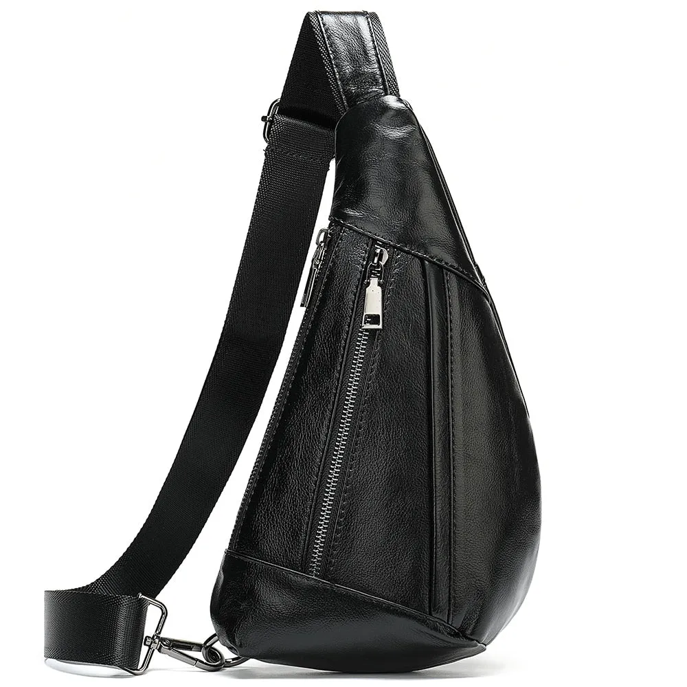 WESTAL Men Shoulder Bag Genuine Leather Chest Pack Man Sling Messenger Bags Small Crossbody Bags Side Bags