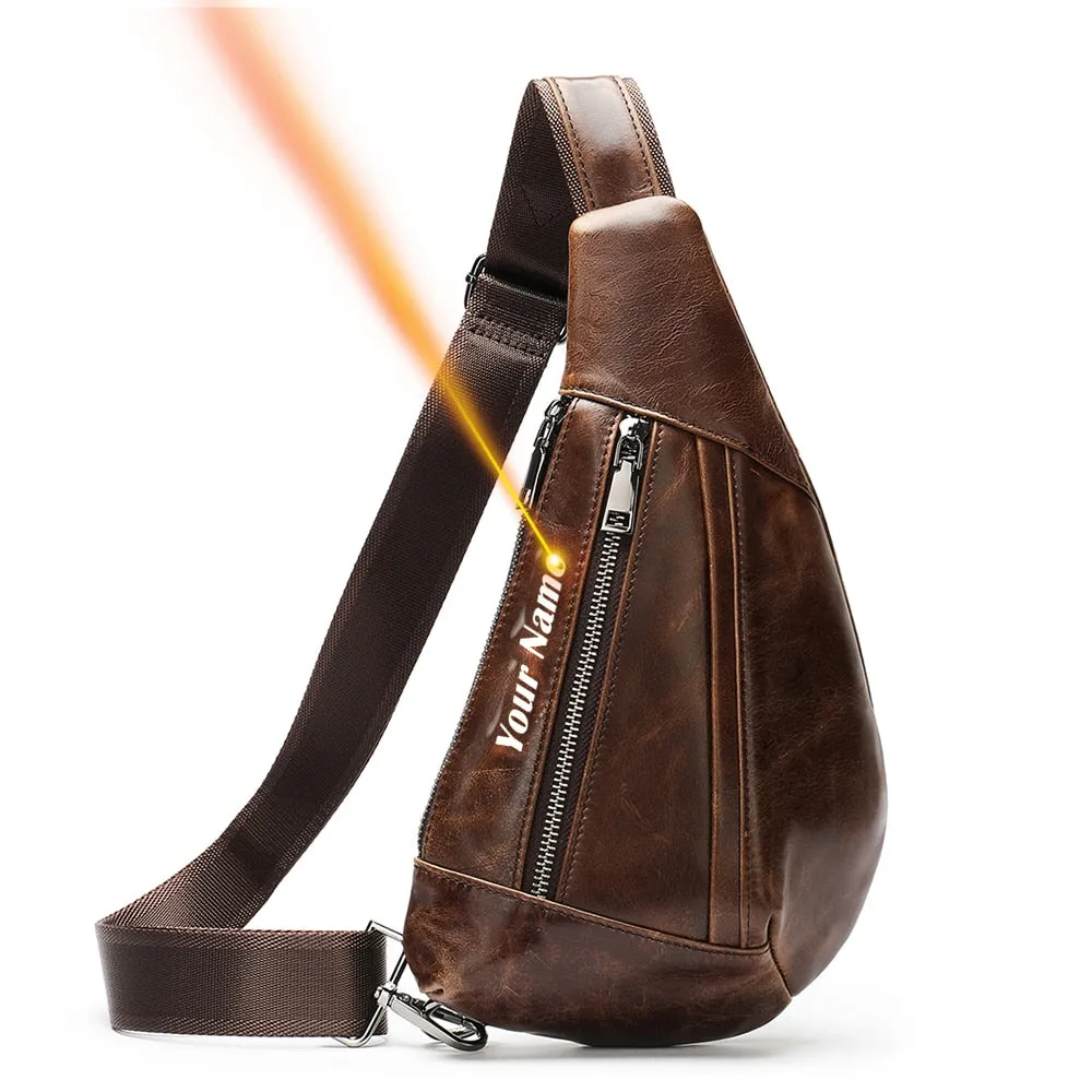 WESTAL Men Shoulder Bag Genuine Leather Chest Pack Man Sling Messenger Bags Small Crossbody Bags Side Bags