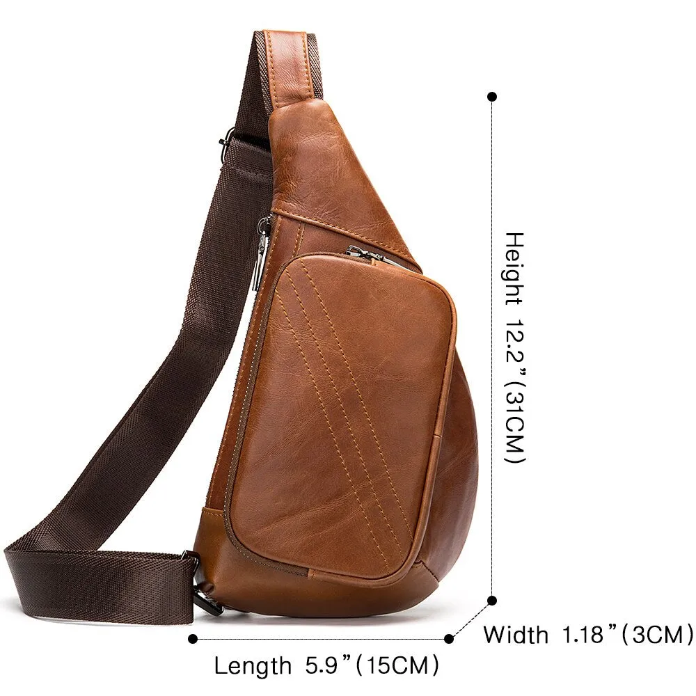 WESTAL Men Shoulder Bag Genuine Leather Chest Pack Man Sling Messenger Bags Small Crossbody Bags Side Bags