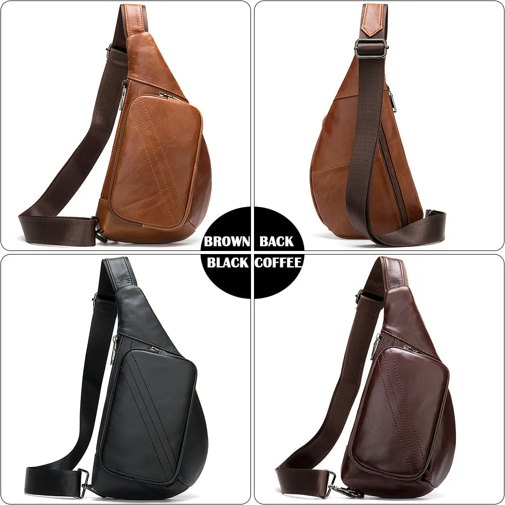WESTAL Men Shoulder Bag Genuine Leather Chest Pack Man Sling Messenger Bags Small Crossbody Bags Side Bags
