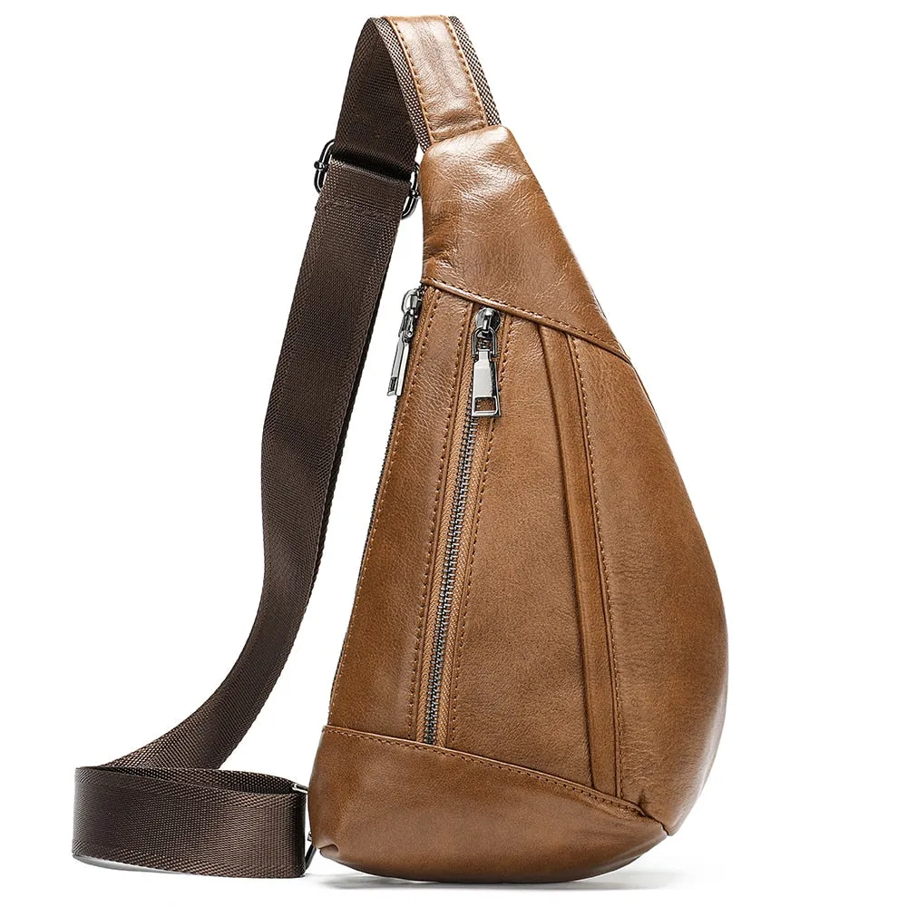WESTAL Men Shoulder Bag Genuine Leather Chest Pack Man Sling Messenger Bags Small Crossbody Bags Side Bags