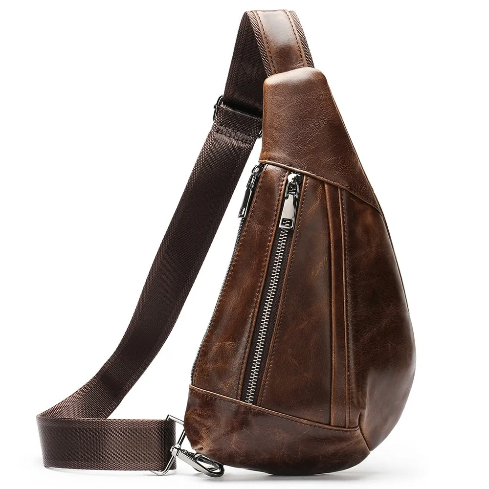 WESTAL Men Shoulder Bag Genuine Leather Chest Pack Man Sling Messenger Bags Small Crossbody Bags Side Bags