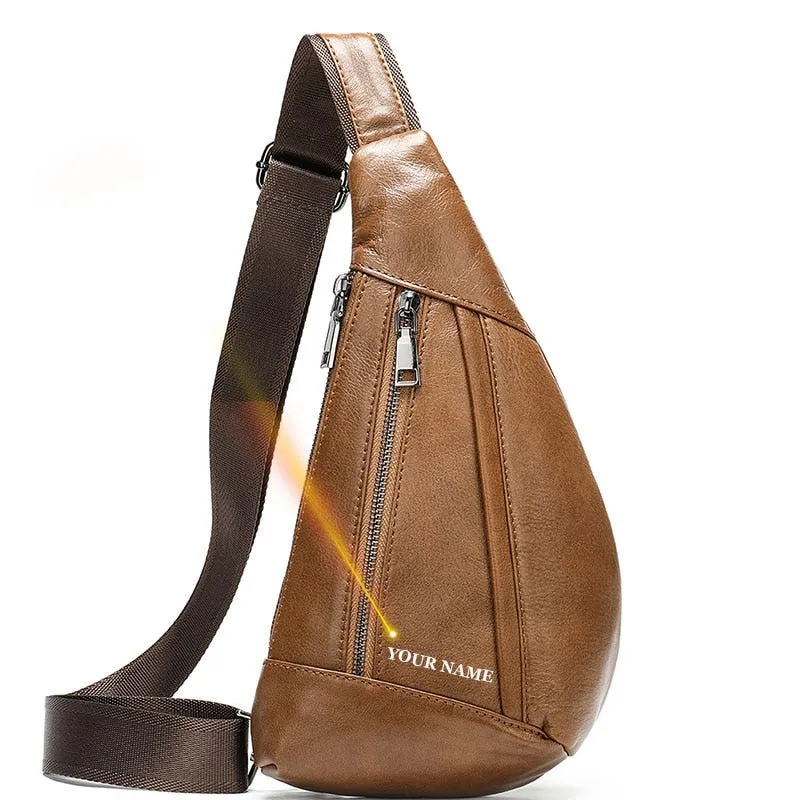 WESTAL Men Shoulder Bag Genuine Leather Chest Pack Man Sling Messenger Bags Small Crossbody Bags Side Bags