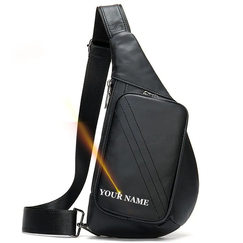 WESTAL Men Shoulder Bag Genuine Leather Chest Pack Man Sling Messenger Bags Small Crossbody Bags Side Bags