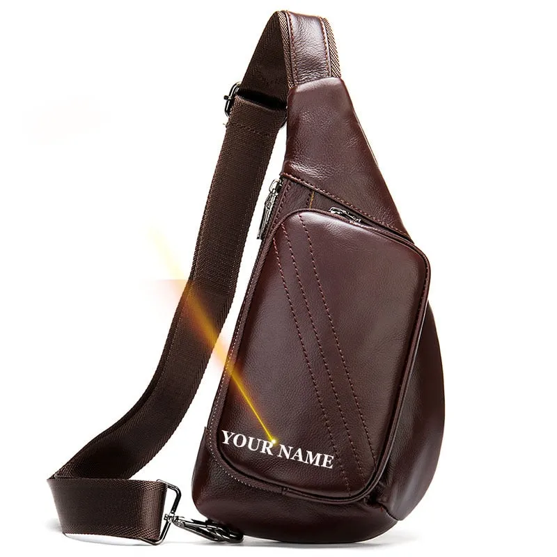 WESTAL Men Shoulder Bag Genuine Leather Chest Pack Man Sling Messenger Bags Small Crossbody Bags Side Bags