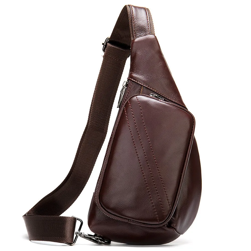 WESTAL Men Shoulder Bag Genuine Leather Chest Pack Man Sling Messenger Bags Small Crossbody Bags Side Bags
