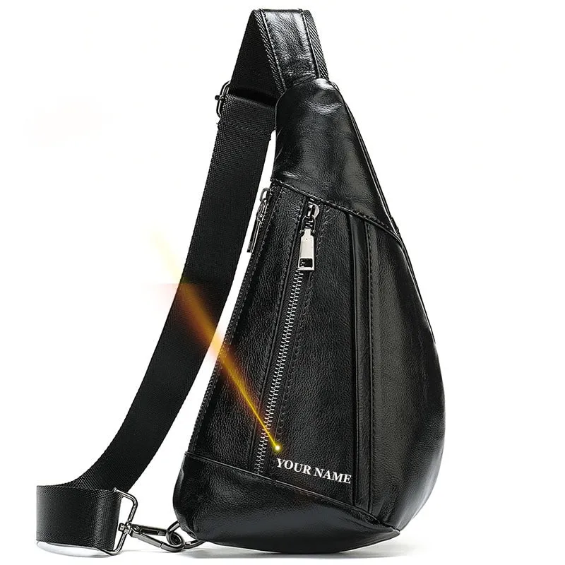 WESTAL Men Shoulder Bag Genuine Leather Chest Pack Man Sling Messenger Bags Small Crossbody Bags Side Bags
