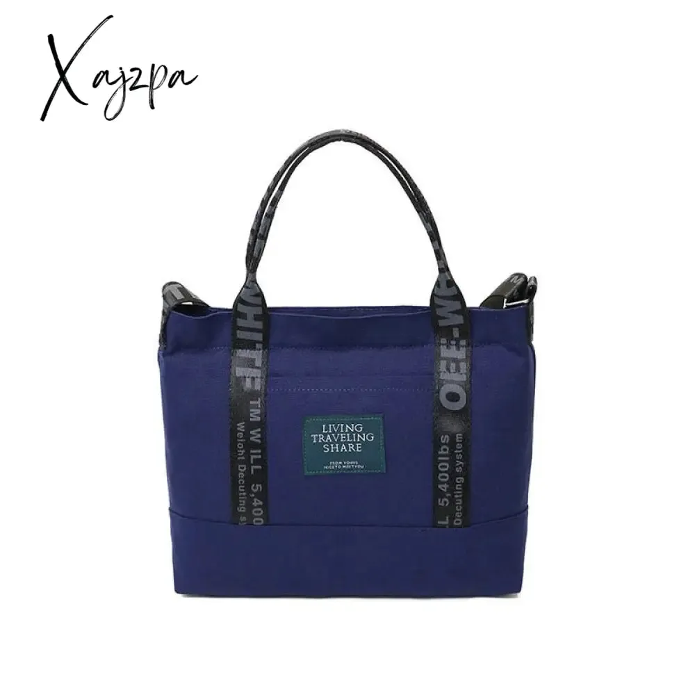 Xajzpa - Cotton Canvas Tote Shopping Bag Lady Bag Big Capacity Pockets Girl Messenger Bag School Books Travel Beach Tote Bags For Women