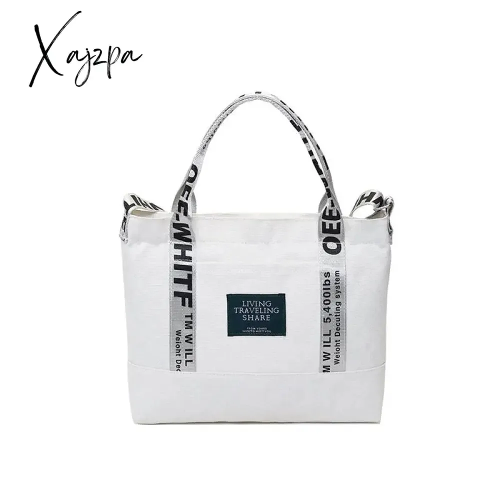 Xajzpa - Cotton Canvas Tote Shopping Bag Lady Bag Big Capacity Pockets Girl Messenger Bag School Books Travel Beach Tote Bags For Women