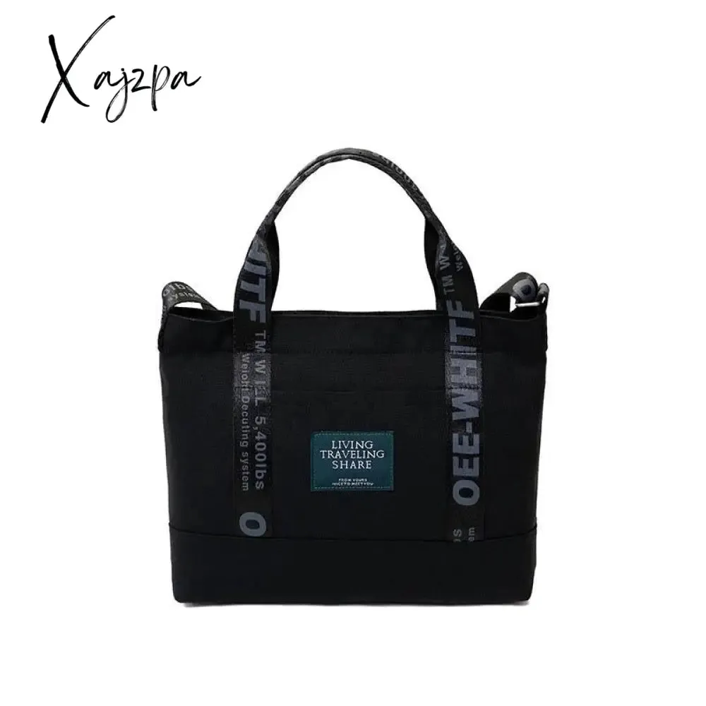 Xajzpa - Cotton Canvas Tote Shopping Bag Lady Bag Big Capacity Pockets Girl Messenger Bag School Books Travel Beach Tote Bags For Women
